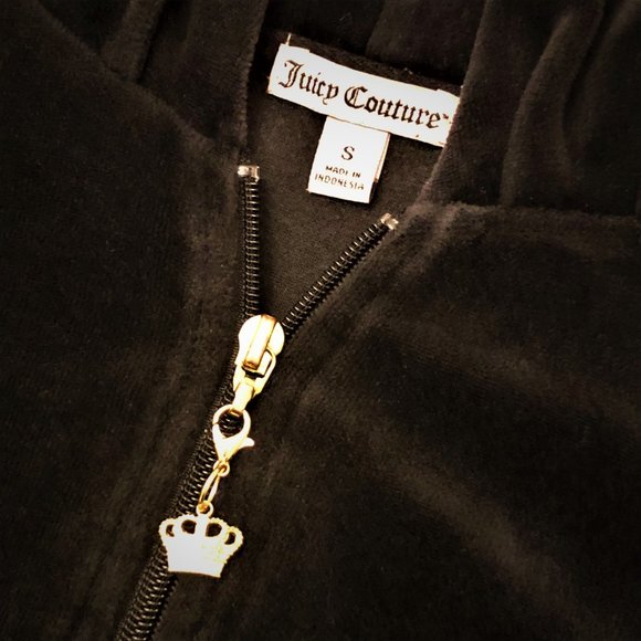 Y2K Rare Vintage Juicy Couture Black Velour Sequined Hoodie Zip Up Glamour OG - Picture 4 of 8